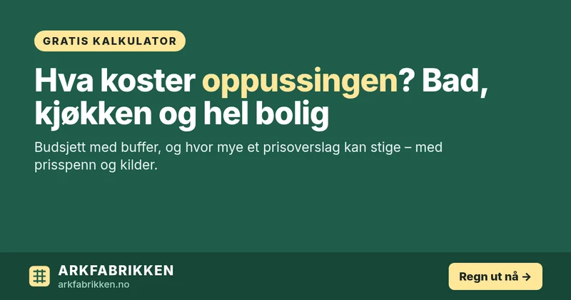Budsjett for oppussing: kalkulator for bad, kjøkken og hel bolig
