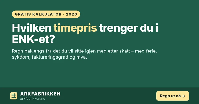 Timepris for enkeltpersonforetak: kalkulator for hva du bør ta betalt i 2026